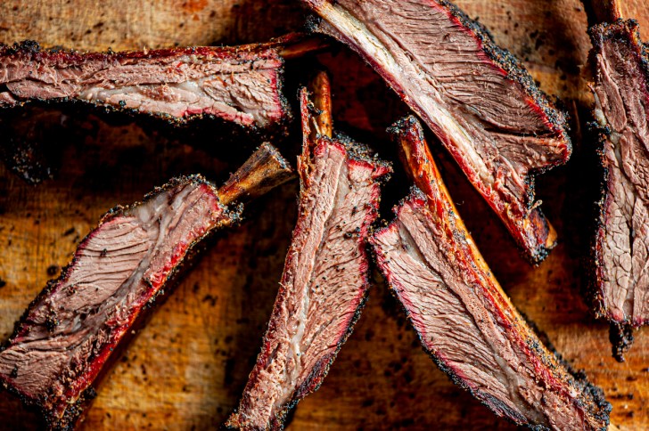 BBQ beef ribs with a bone on a table