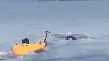 Hero Firefighter Rescues Dog Stuck In Icy Pond