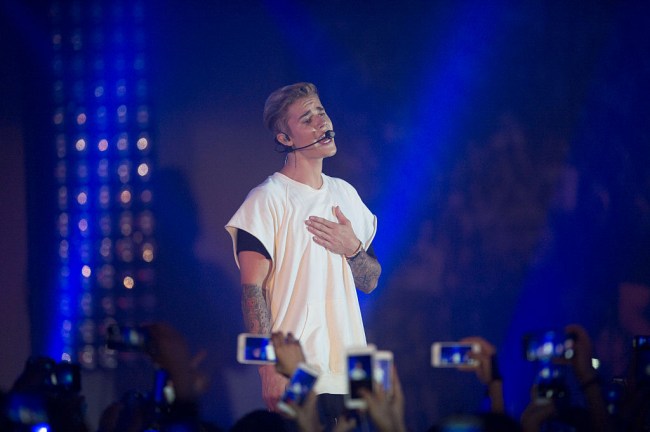 HONG KONG - JUNE 11:  Justin Bieber performs at the Calvin Klein Jeans music event in Hong Kong with special appearance from Justin Bieber and performances by Jay Park, Kevin Poon, Joon & Verbal at the Kai Tak Cruise Terminal, Hong Kong, Thursday, June 11, 2015. 