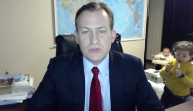 TV Guest's Kids Show Up During Live TV on BBC News blooper