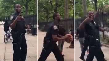 NYPD Cop Nails Long Distance Shot From Steph Curry Range