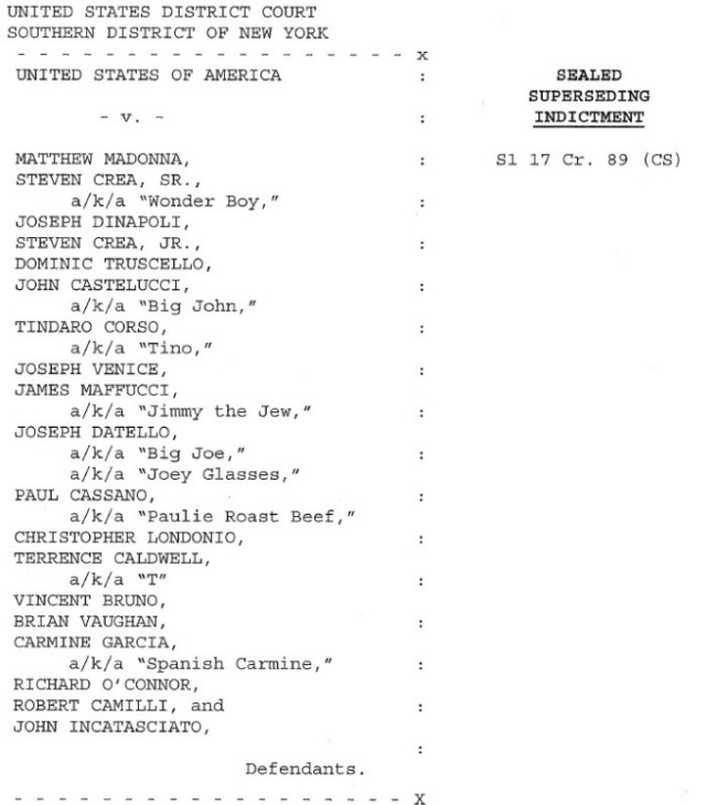 Lucchese Crime Family Mafia Nicknames Arrest Report
