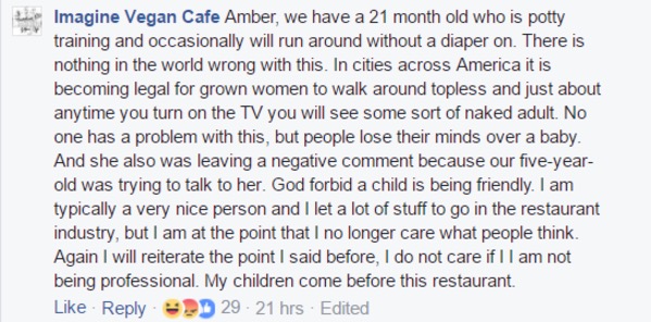 Imagine Vegan Cafe Facebook Meltdown