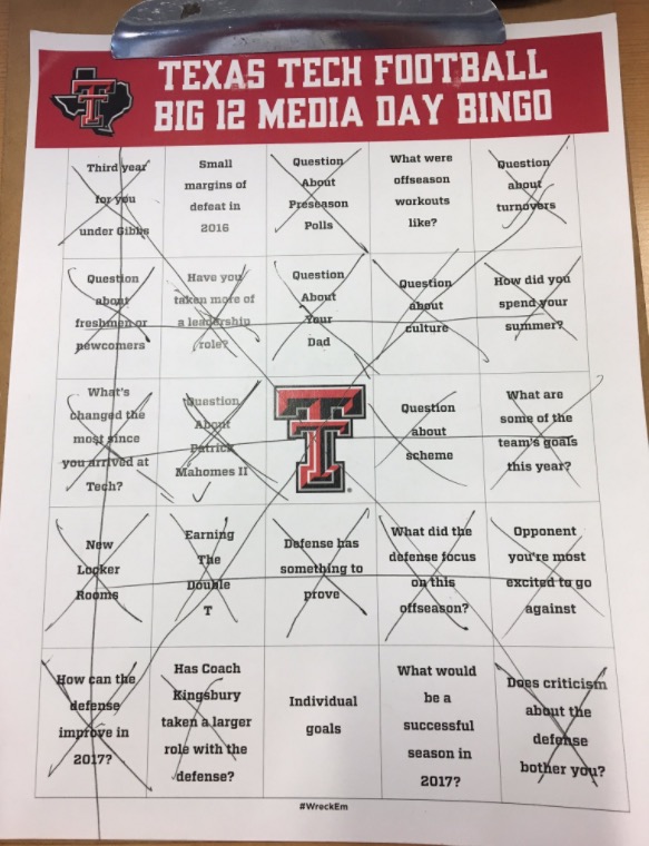 Jah'Shawn Johnson Texas Tech Media Day BINGo