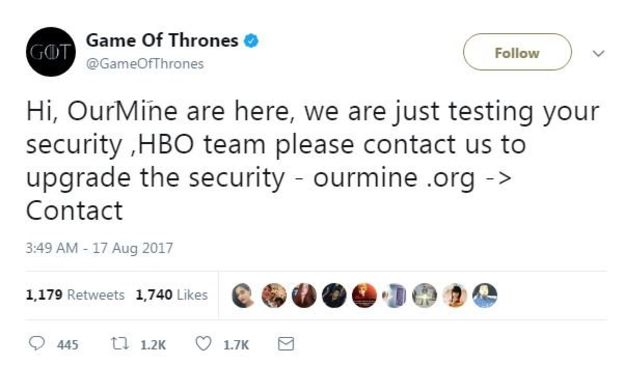 hbo social media hacked