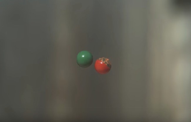 paintballs colliding mid-air
