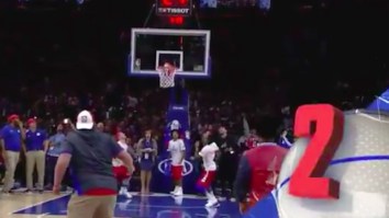 Tragedy-Stricken Teenager Drills Half Court Shot To Win Entire 76ers Stadium Free Chick-Fil-A