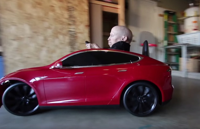 Verne Troyer Tesla Test Drive