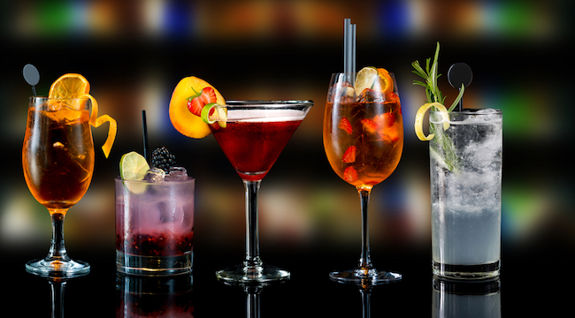 cocktails on bar