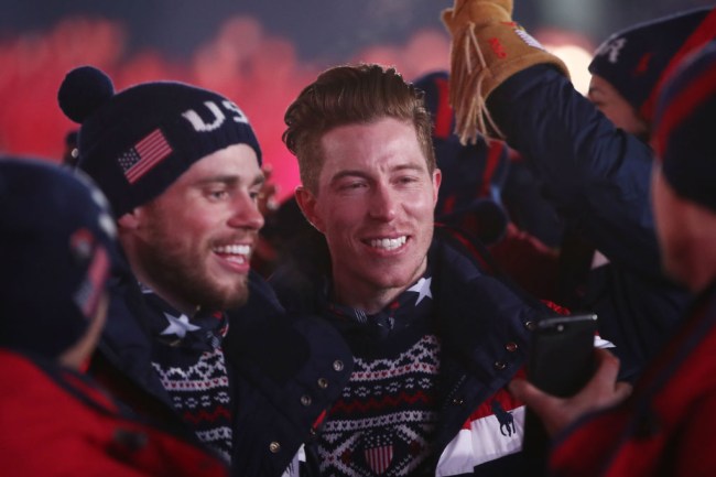us Kenworthy and Shaun White of the United States enter the stadium during the Opening Ceremony of the PyeongChang 2018 Winter Olympic Games at PyeongChang Olympic Stadium