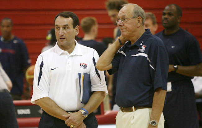 Mike Krzyzewski with Jim Boeheim team usa basketball