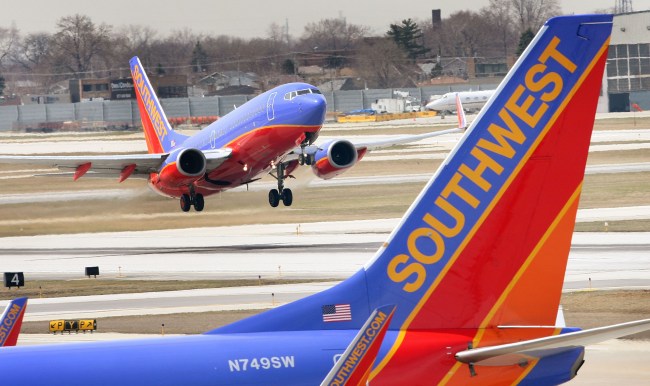 southwest airlines plane taking off