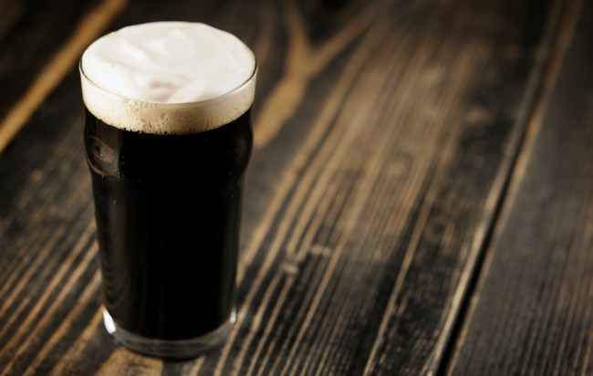 stout beer wood table