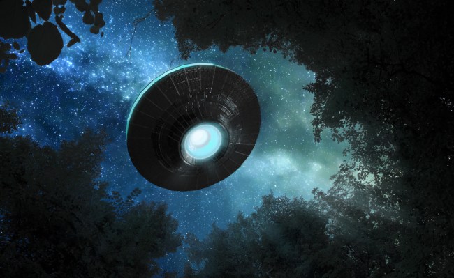 ufo hovering forest