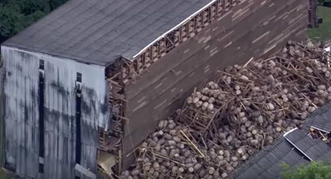 bourbon barrels smashed distillery collapse