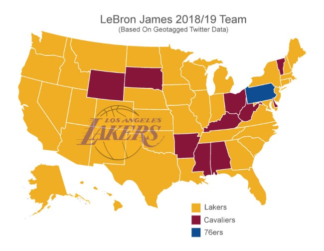 Twitter Map Each State Lebron James Team