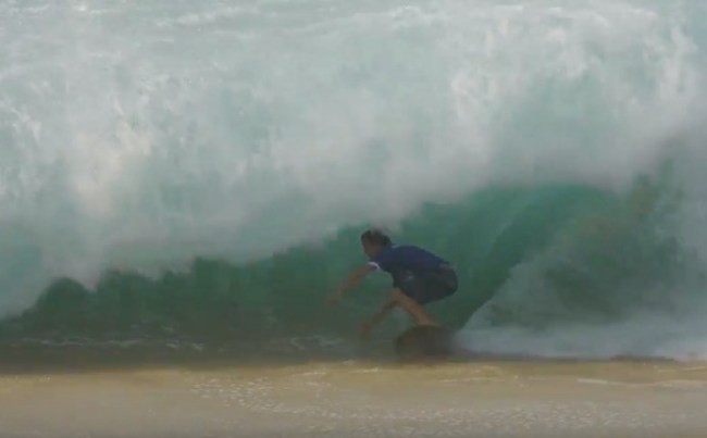 Lucas Fink skimboarding giant waves Cabo