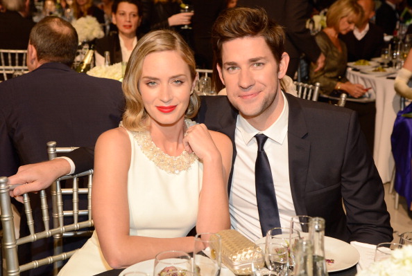 SANTA MONICA, CA - JANUARY 10:  Emily Blunt and John Krasinski during the 18th Annual Critics' Choice Movie Awards at The Barker Hanger on January 10, 2013 in Santa Monica, California.  (Photo by Kevin Mazur/WireImage)