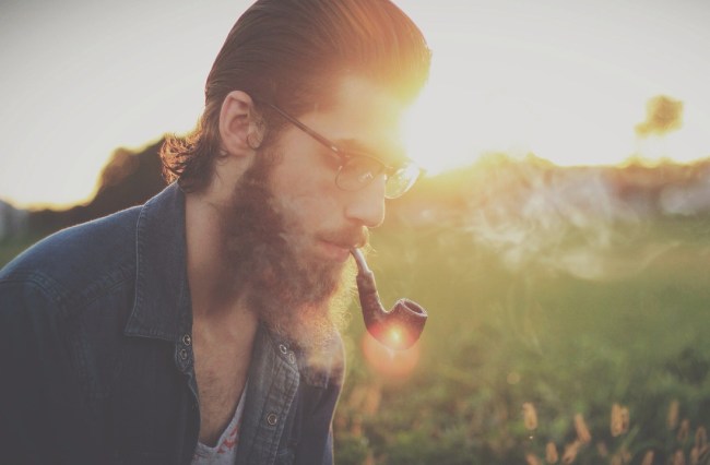 hipster smoking pipe