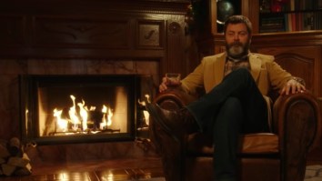 Watching Nick Offerman Sip Whiskey By A Fireplace For 45 Straight Minutes Is My Favorite Holiday Tradition