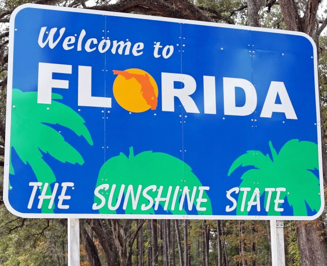 Welcome to Florida Sunshine State sign