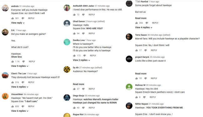 avengers video game wheres hawkeye