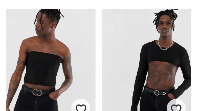 crop top tube top for men asos