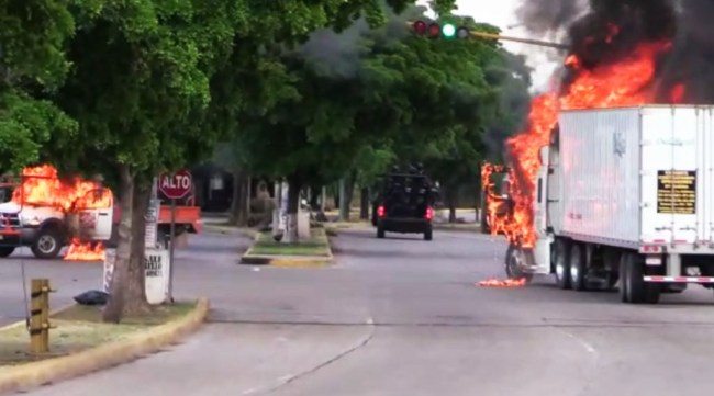 Videos show gun battles and trucks burning in a street of Culiacan. Ivan Guzman, son of jailed drug kingpin Joaquin "El Chapo" Guzman of the Sinaloa Cartel arrested.