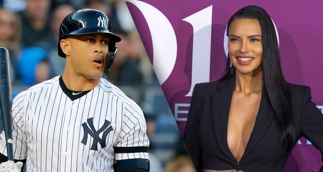 Giancarlo Stanton Works Out By Bench-Pressing Supermodel Adriana Lima