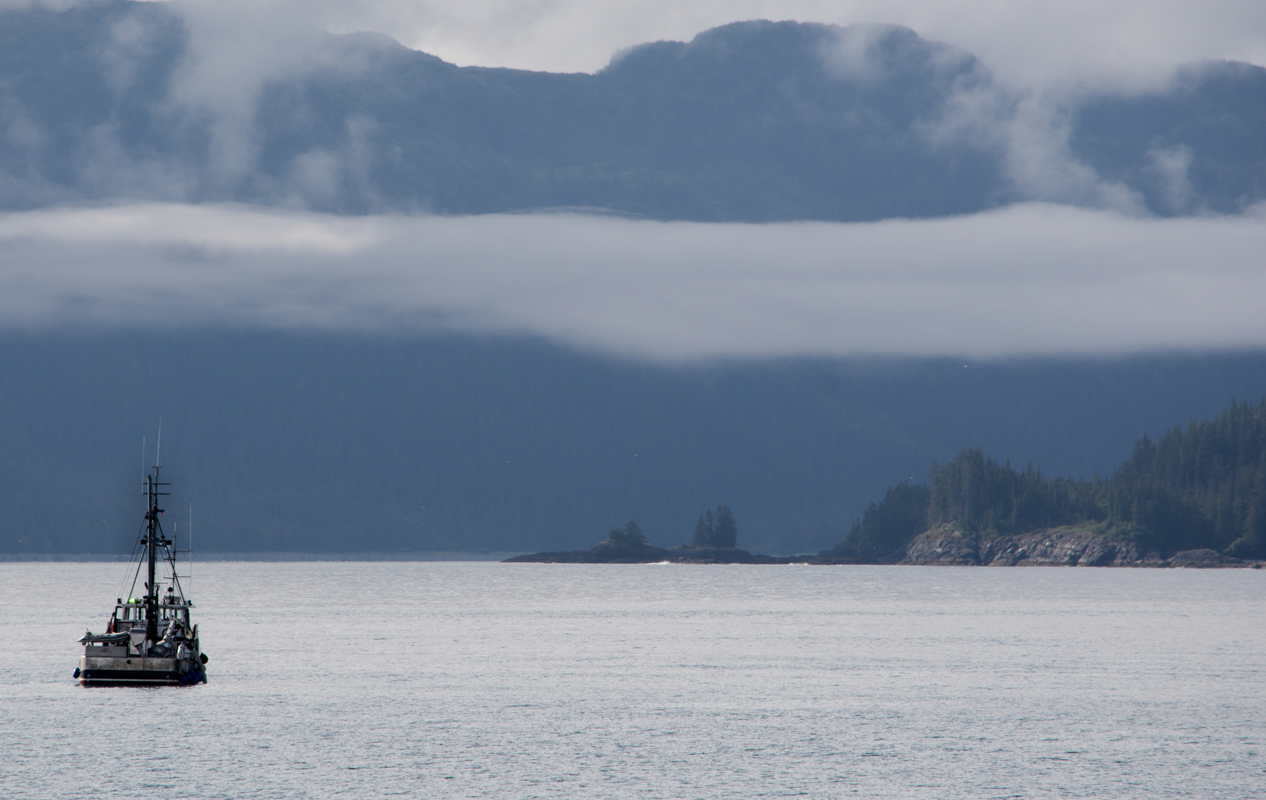fishing boat in the side passage, alaska