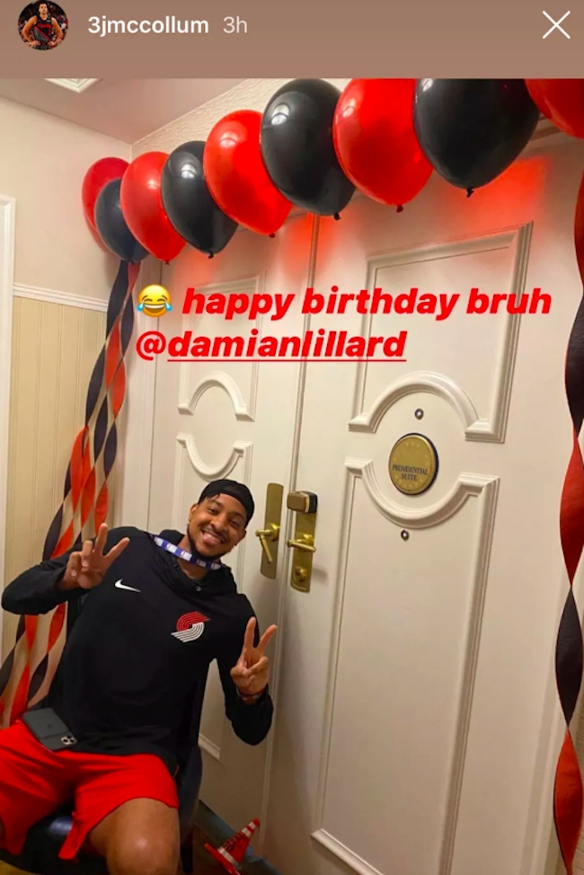 Damian Lillard presidential suite nba cover up