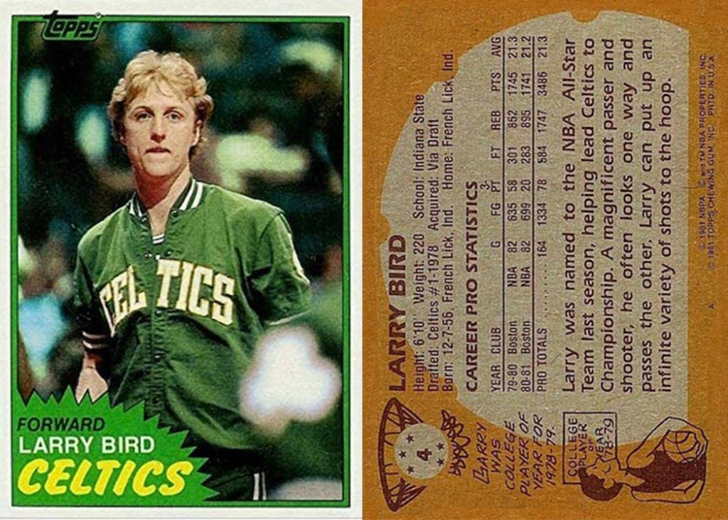 Rare Larry Bird Topps Card