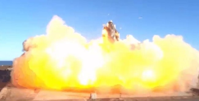 SpaceX launched its latest Starship prototype bursts into flames and explodes on impact in failed landing.