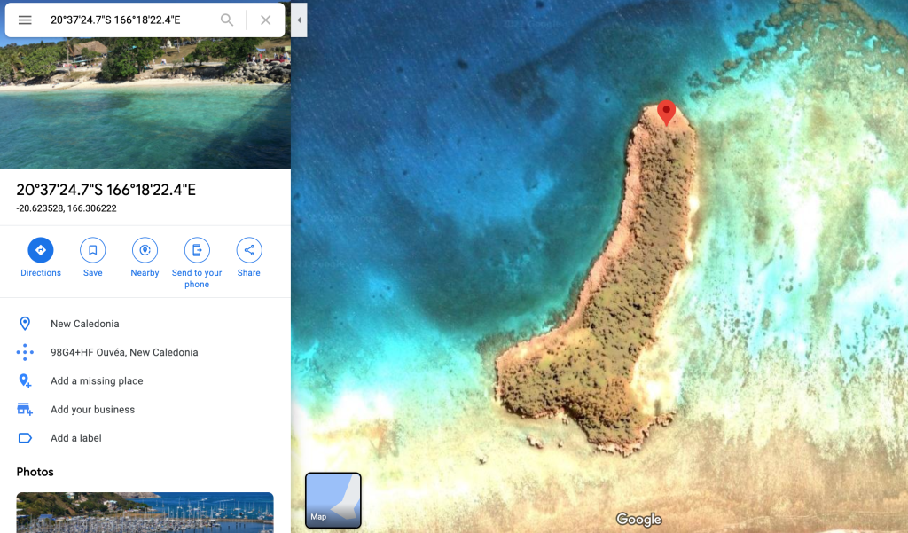 Dong shaped island on Google Maps