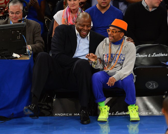 Diehard Knicks fan Spike Lee questions what's happening in Madison Square Garden after Patrick Ewing got stopped by security
