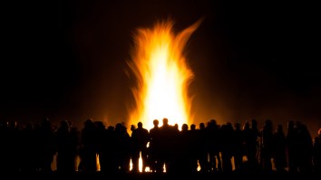 Guys Demonstrate Why You Shouldn’t Use A Gas Tank To Start A Bonfire By Using A Gas Tank To Light A Huge Bonfire