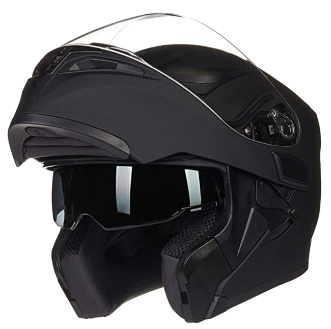 ILM Motorcycle Dual Visor Flip Up Modular Full Face Helmet