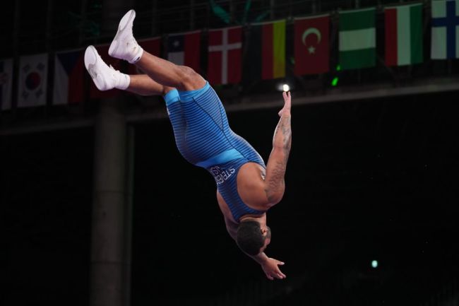 Gable Steveson WWE Backflip Gold Medal Tokyo Olympics