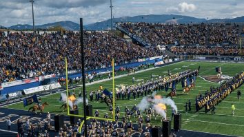 Hilarious Video Shows Montana State Streaker Get WRECKED By Leg Sweep From Player On Sideline