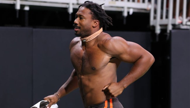 myles garrett drug test sleeveless muscles