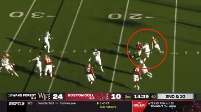 Phil Jurkovec Boston College Quarterback Block Wake Forest Zay Flowers Touchdown Called Back