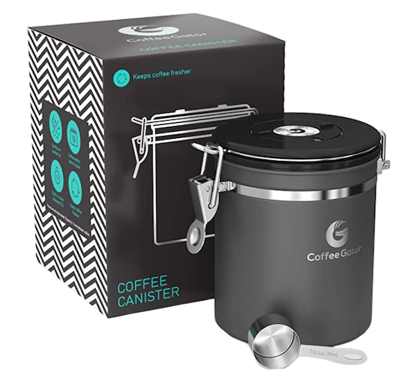 Coffee Gator Stainless Steel Coffee Grounds and Beans Container