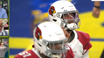 The Rock Takes Swig From Tequila Bottle On Live TV After Bizarre Kyler Murray Pick-Six Interception