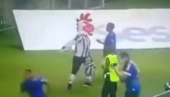 Brazilian Soccer Mascot Suspended For Confronting Opponents After Goal (Video)