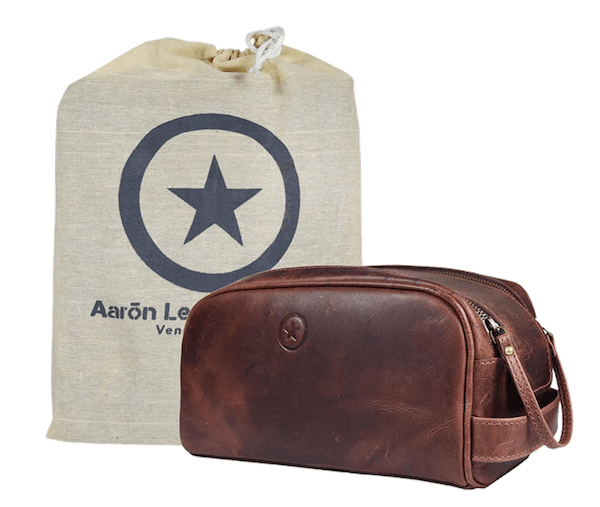 Premium Leather Toiletry Travel Pouch - daily deals