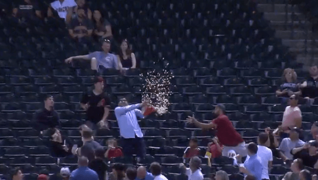 MLB Fan Catches A Foul Ball With His Box Of Popcorn Internet Reacts