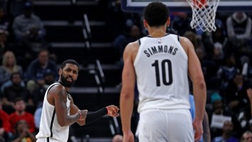 Kyrie Irving Defends Ben Simmons To Media Just Moments After Yelling At Him To Shoot The Ball
