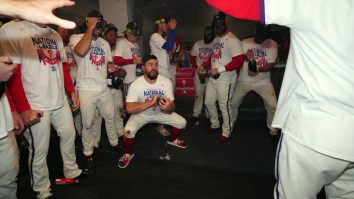 Phillies Slugger Kyle Schwarber Celebrates Making World Series By Going Nuts On Mechanical Bull At Local Bar