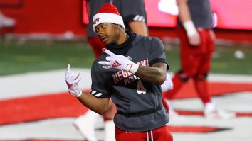 Nebraska Wide Receiver Alante Brown Gets A Helmet In The Junk While Trying To Hurdle A Michigan Defender
