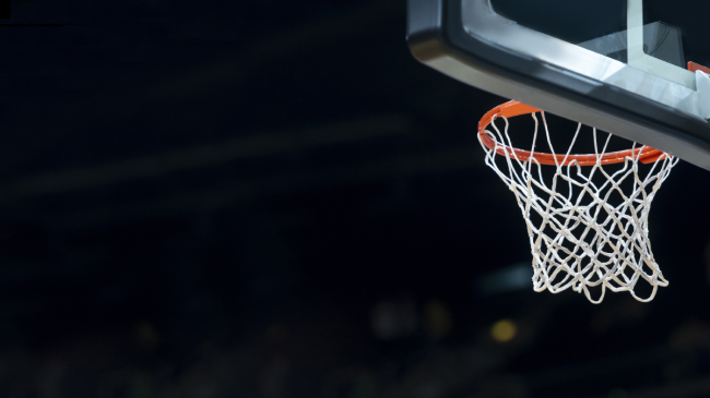 A view of a basketball hoop.
